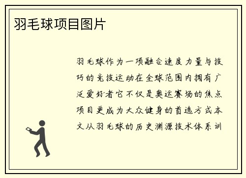 羽毛球项目图片